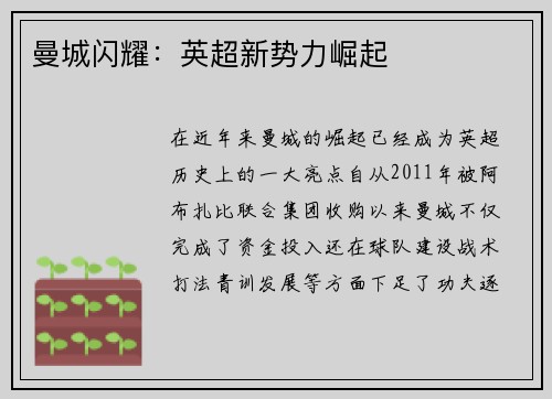 曼城闪耀:英超新势力崛起